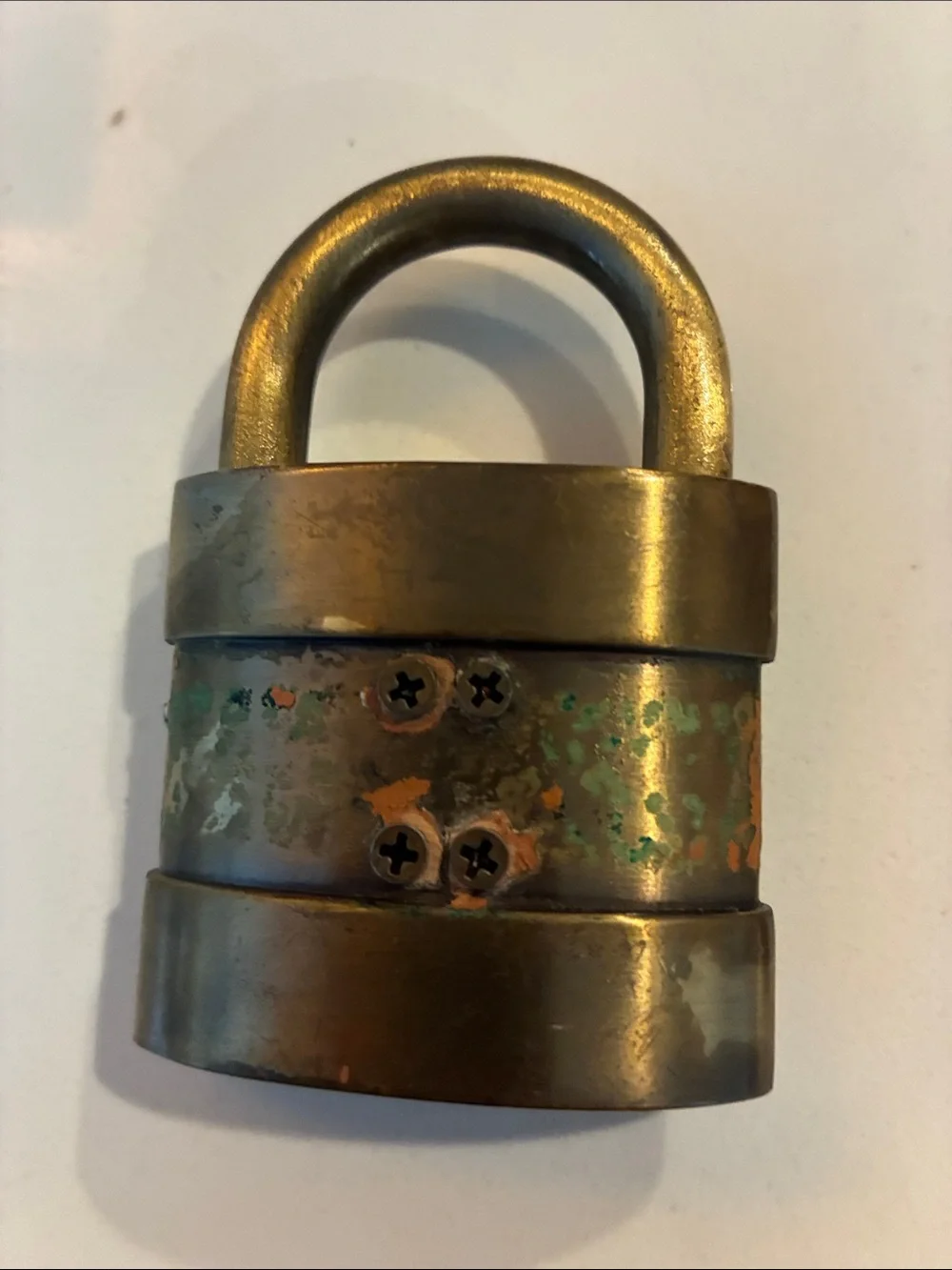 Vintage Chloe Brass Padlock with Key - Brass Finish